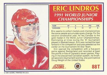 1990-91 Score Rookie and Traded #88T Eric Lindros Back