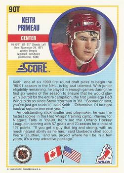 1990-91 Score Rookie and Traded #90T Keith Primeau Back