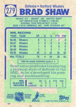 1990-91 Topps #279 Brad Shaw Back