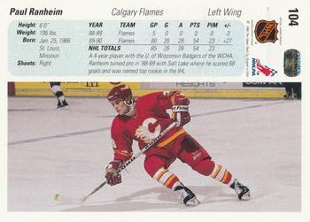 1990-91 Upper Deck #104 Paul Ranheim Back