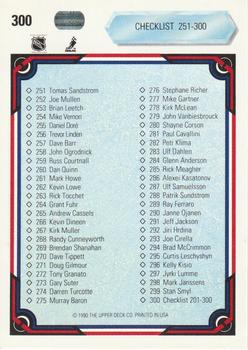 1990-91 Upper Deck #300 Checklist: 201-300 Back