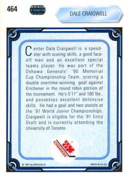 1990-91 Upper Deck #464 Dale Craigwell Back