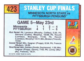 1991-92 Bowman #423 Stanley Cup Finals Game 5 Back