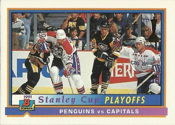 1991-92 Bowman #413 Penguins vs Capitals Front