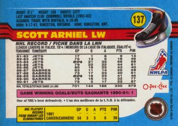 1991-92 O-Pee-Chee #137 Scott Arniel Back