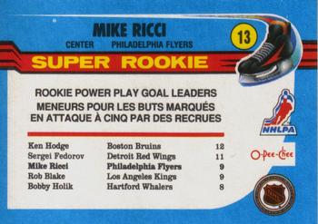1991-92 O-Pee-Chee #13 Mike Ricci Back