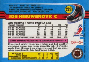 1991-92 O-Pee-Chee #223 Joe Nieuwendyk Back