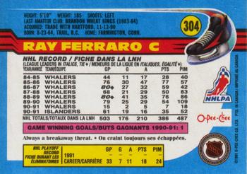 1991-92 O-Pee-Chee #304 Ray Ferraro Back