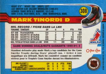 1991-92 O-Pee-Chee #308 Mark Tinordi Back