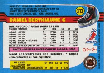1991-92 O-Pee-Chee #313 Daniel Berthiaume Back