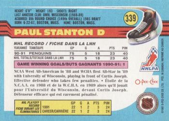 1991-92 O-Pee-Chee #339 Paul Stanton Back