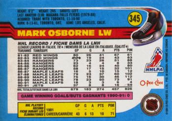 1991-92 O-Pee-Chee #345 Mark Osborne Back