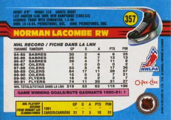 1991-92 O-Pee-Chee #357 Normand Lacombe Back