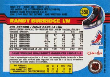 1991-92 O-Pee-Chee #358 Randy Burridge Back