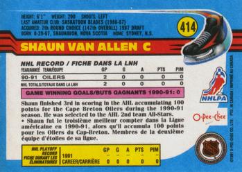 1991-92 O-Pee-Chee #414 Shaun Van Allen Back