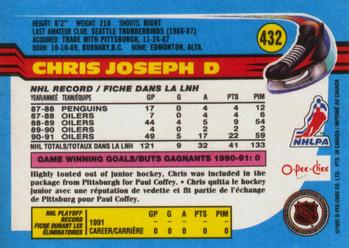 1991-92 O-Pee-Chee #432 Chris Joseph Back