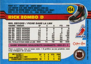 1991-92 O-Pee-Chee #454 Rick Zombo Back