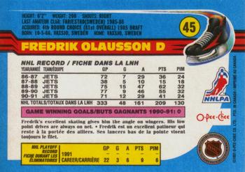 1991-92 O-Pee-Chee #45 Fredrik Olausson Back
