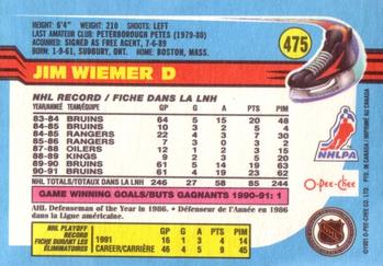 1991-92 O-Pee-Chee #475 Jim Wiemer Back