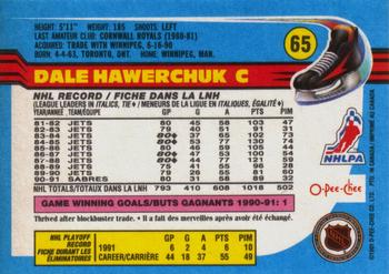 1991-92 O-Pee-Chee #65 Dale Hawerchuk Back