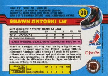 1991-92 O-Pee-Chee #98 Shawn Antoski Back