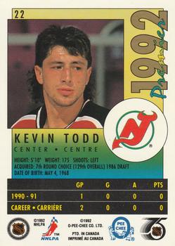 1991-92 O-Pee-Chee Premier #22 Kevin Todd Back