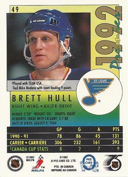 1991-92 O-Pee-Chee Premier #49 Brett Hull Back