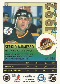 1991-92 O-Pee-Chee Premier #55 Sergio Momesso Back