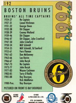 1991-92 O-Pee-Chee Premier #192 Ray Bourque Back