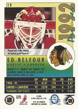 1991-92 O-Pee-Chee Premier #19 Ed Belfour Back