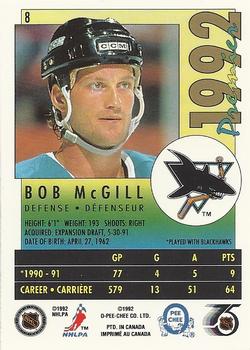 1991-92 O-Pee-Chee Premier #8 Bob McGill Back