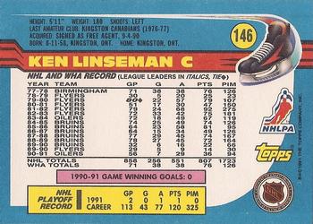 1991-92 Topps #146 Ken Linseman Back