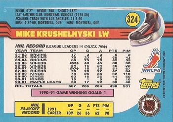 1991-92 Topps #324 Mike Krushelnyski Back