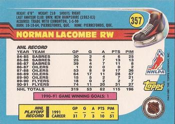 1991-92 Topps #357 Normand Lacombe Back