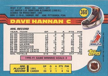 1991-92 Topps #360 Dave Hannan Back