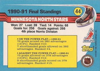 1991-92 Topps #44 Minnesota North Stars Back