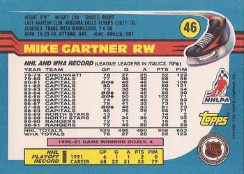 1991-92 Topps #46 Mike Gartner Back