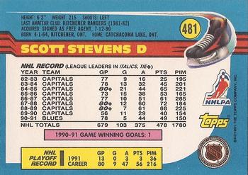 1991-92 Topps #481 Scott Stevens Back