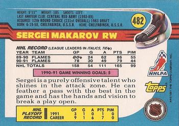 1991-92 Topps #482 Sergei Makarov Back