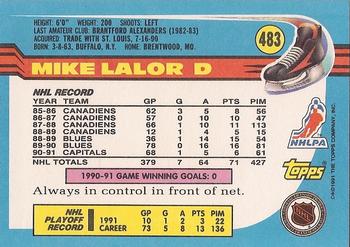 1991-92 Topps #483 Mike Lalor Back