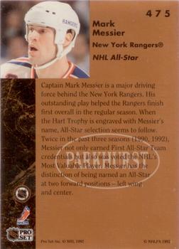 1991-92 Parkhurst #475 Mark Messier Back