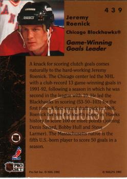 1991-92 Parkhurst #439 Jeremy Roenick Back