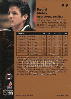 1991-92 Parkhurst #99 David Maley Back