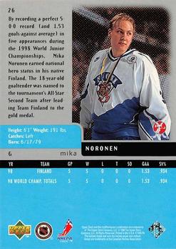 1997-98 Upper Deck Black Diamond - Triple Diamond #26 Mika Noronen Back