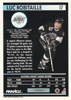 1991-92 Pinnacle #17 Luc Robitaille Back