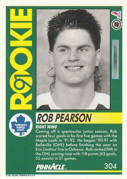 1991-92 Pinnacle #304 Rob Pearson Back