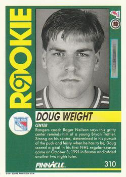 1991-92 Pinnacle #310 Doug Weight Back