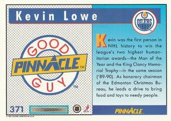 1991-92 Pinnacle #371 Kevin Lowe Back