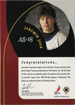 1998-99 Be a Player - All-Star Game Used Jerseys #AS-18 Jaromir Jagr Back