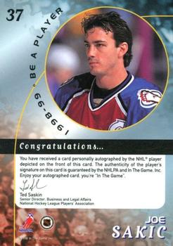 1998-99 Be a Player - Autographs #37 Joe Sakic Back